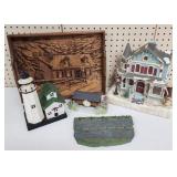 Lighted Xmas House, Deco Tray, Lighthouse, Clock