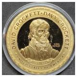 1oz 24k Gold over Copper Davy Crockett Round