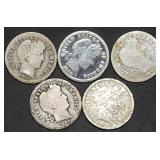 5 Barber Silver Dimes