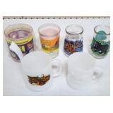 Character Jelly Jars, Milk Glass Mugs, Kellogg