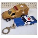 Police Car with Handcuffs, Army Medical Truck