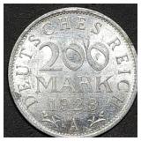 1923 A German Inflationary 200 Mark Coin BU