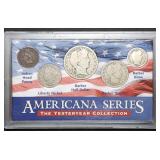 Early US Type Set in Holder w/ Silver Barber Coins