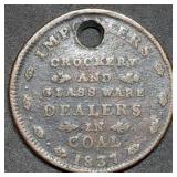 1837 Hard Times Token Large Cent as Pendant