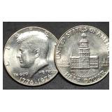 Pair of 1976 Bicentennial Kennedy Half Dollars BU