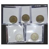 5 Nice Liberty V Nickels 1904 to 1912