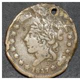 1837 Hard Times Token Large Cent as Pendant