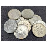 (10) 40% Silver K. Half Dollars