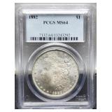 1882 Slab Morgan Dollar PCGS MS64,