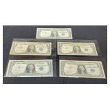 (5) 1957 $1 Silver Certificate Note Inc/ 1 Star