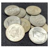 (10) 40% Silver K. Half Dollars