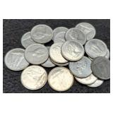 Lot w/ 20 Mixed Date Canada Dimes, No Silver