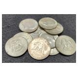 (10) 40% Silver K. Half Dollars