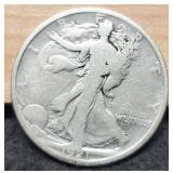 1921-D Walking Liberty Half Dollar F Key Date