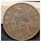 1934 Great Britain Large Penny