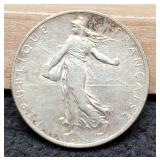 1916 France 2 Franc Silver 83.5%/10 G