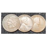 (3) 1909 Cents: Indian, P Lincoln, 1909 VDB