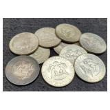(10) 40% Silver K. Half Dollars