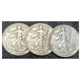 (3) 1944 W. Liberty Half Dollars: 2-P, S