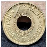1955 Lebanese 1 Piastre BU