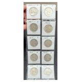 (10) F. Half Dollars