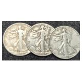 (3) 1944 W. Liberty Half Dollars: 2-P, D