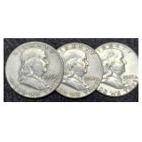 (3) Franklin Half Dollars: 2-62-D, 63