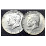 (2) 1964-D K. Half Dollars