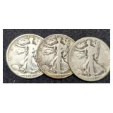 (3) W. Liberty Half Dollars: