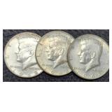 (3) 40% Silver 1968 K. Half Dollars