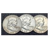 (3) F. Half Dollars: 2- 1958-D, 59