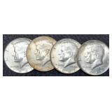 (4) 40% Silver 1967 K. Half Dollars