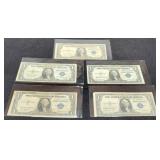 (5) 1935 $1 Silver Certificate Notes