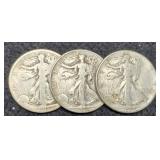 (3) W. Liberty Half Dollars: 1918-D, 37, 44
