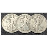 (3) W. Liberty Half Dollars: 1920, 2- 1934