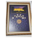 Framed Display w/ 10 Unc. Presidential Dollars