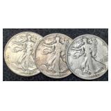 (3) 1944 W. Liberty Half Dollars P,D,S