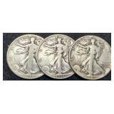 (3) W. Liberty Half Dollars: 1936, 40, 41