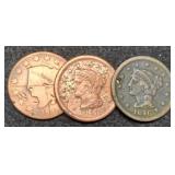 (3) Large Cents All w/ Details: 1831, 46, 51