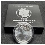 2021-O Unc. Morgan Dollar w/ Case & COA