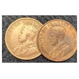 (2) Canada Large Cents XF: 1918, 1919