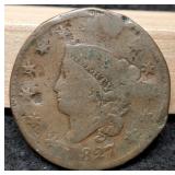 1827 Large Cent Rough Cull