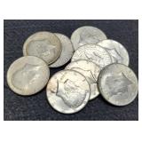 (10) 40% Silver K. Half Dollars