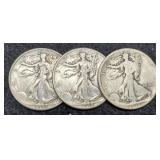 (3) W. Liberty Half Dollars: 1918, 43-D, 44