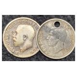(2) Great Britain 6 Pence Silver 1913