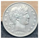 1892-O Barber Half Dollar F12 Rare Date