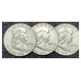 (3) 1962-D Franklin Half Dollars