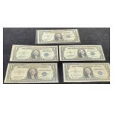 (5) 1935 $1 Silver Certificate Notes