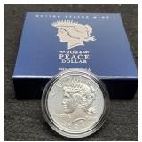 2024 Unc. Peace Dollar w/ Case & COA
