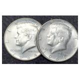 (2) 1964-D K. Half Dollars Unc.